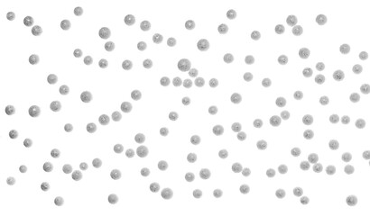 White circle styrofoam ball flying, pattern and texture foam granules with glitter, isolated on background, clipping path