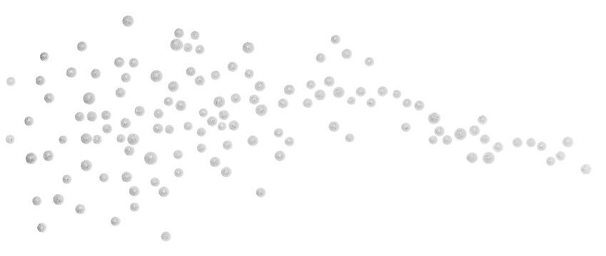 White circle styrofoam ball flying, pattern and texture foam granules with glitter, isolated on background, clipping path