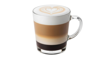 Layered Coffee Drink With Heart Latte Art