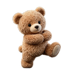 Obraz premium Teddy bear runs playfully on transparent background