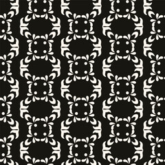 Simple minimalist geometric seamless pattern. Abstract monochrome minimal background with small floral shapes. Subtle repeat design for decor, print.