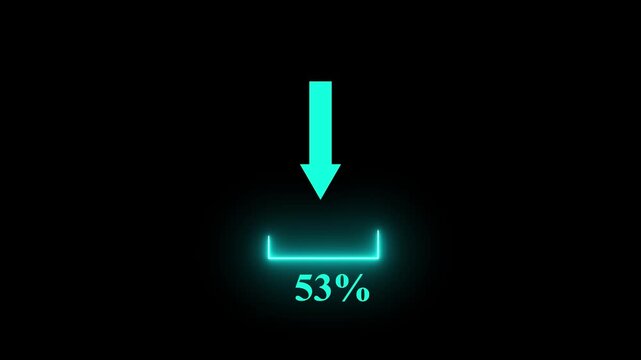 Cyan Download bar Arrow Above Cyan Neon 31 Percent pointing 4k Animation video.