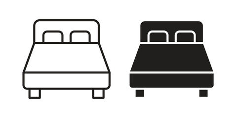 Bed icon Collection for mobile and web apps. Editable stroke line and glyph icons.