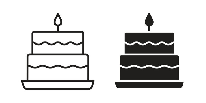 Birthday cake icon Collection for mobile and web apps. Editable stroke line and glyph icons.