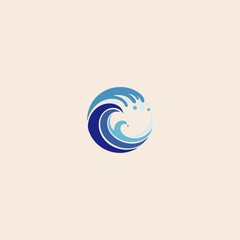 letter o with waves logo icon flat vector design.