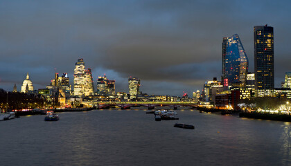 UK, England, London, City skyline from Waterloo bridge 2025