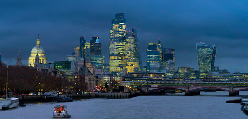 UK, England, London, City skyline from Waterloo bridge 2025
