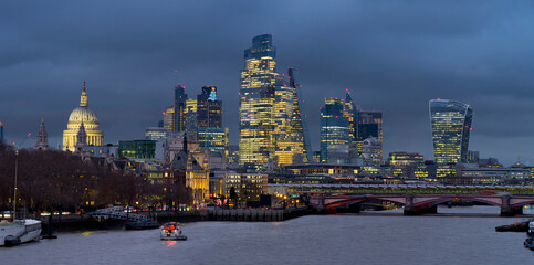 UK, England, London, City skyline from Waterloo bridge 2025