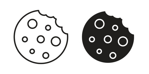 Cookie icon Collection for mobile and web apps. Editable stroke line and glyph icons.