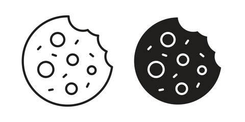 Cookie icon Collection for mobile and web apps. Editable stroke line and glyph icons.