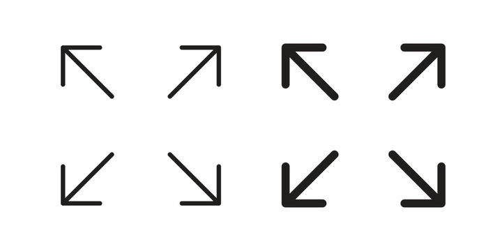 Expand icon Collection for mobile and web apps. Editable stroke line and glyph icons.