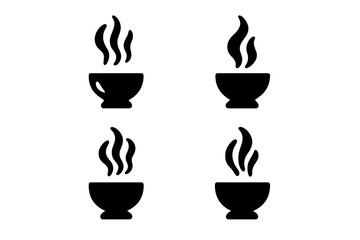 Steaming hot bowl and cup symbols for restaurant and cafe menus