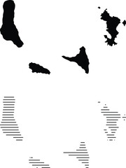 Map of comoros islands archipelago silhouette and outline set black and white graphic illustration