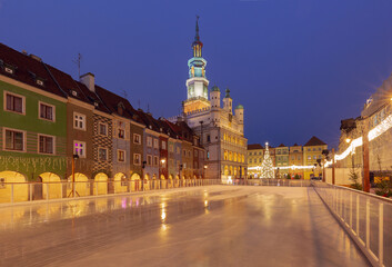 Fototapeta premium Ice rink in Old Market Square, Poznan, Poland