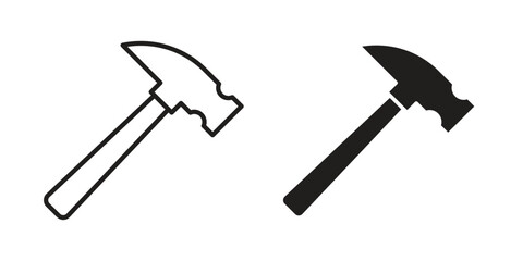 Hammer icon Collection for mobile and web apps. Editable stroke line and glyph icons.