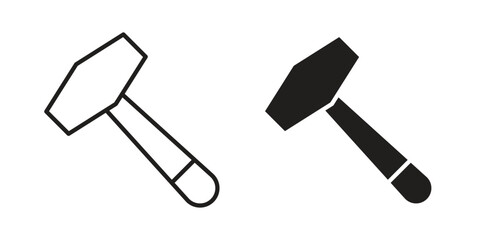 Hammer icon Collection for mobile and web apps. Editable stroke line and glyph icons.