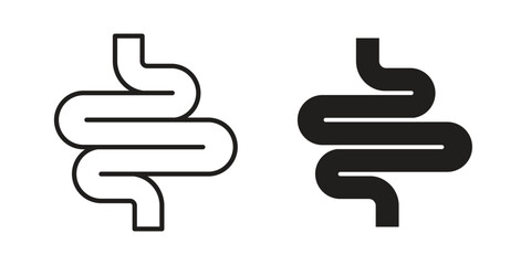 Intestine icon Collection for mobile and web apps. Editable stroke line and glyph icons.