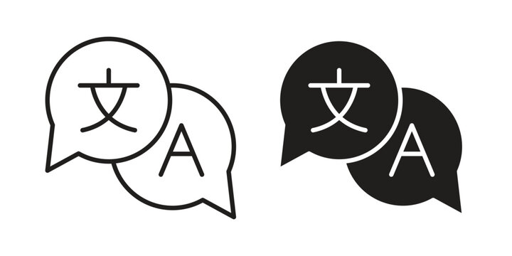 Language icon Collection for mobile and web apps. Editable stroke line and glyph icons.