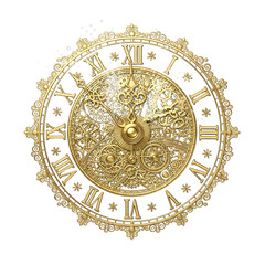 Obraz premium Intricate clockwork mechanism isolated on transparent background