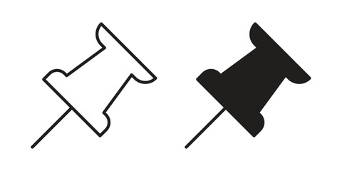 Push pin icon Collection for mobile and web apps. Editable stroke line and glyph icons.