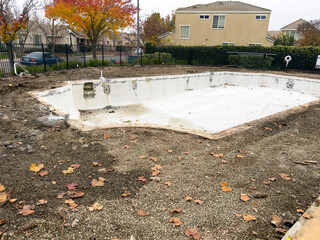 Empty Community Swimming Pool Under Renovation And Drainage