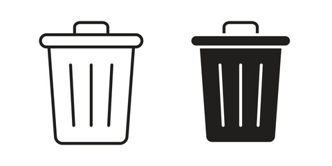 Trash Bin icon Collection for mobile and web apps. Editable stroke line and glyph icons.