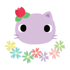 Fototapeta premium 可愛いネコのマーク 春のチューリップ