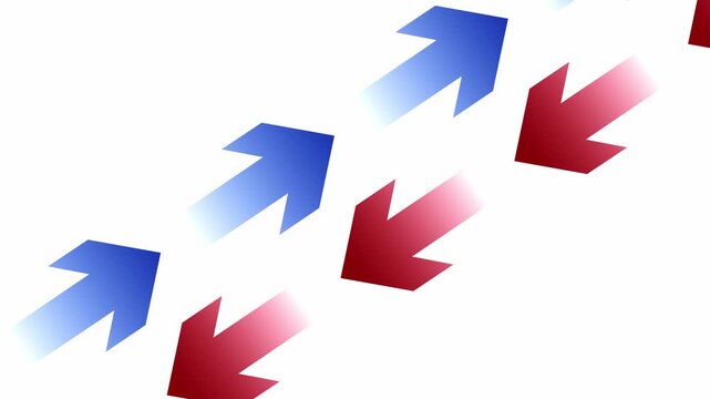 Rising and falling arrows. Red and blue arrows. Ideal for sales, increase or decrease of invested assets