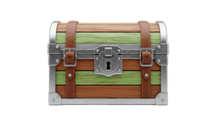Wooden Treasure Chest Isolated on White Background