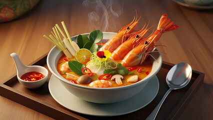 Luxury Tom Yum Goong Thai Shrimp Soup Fine Dining
