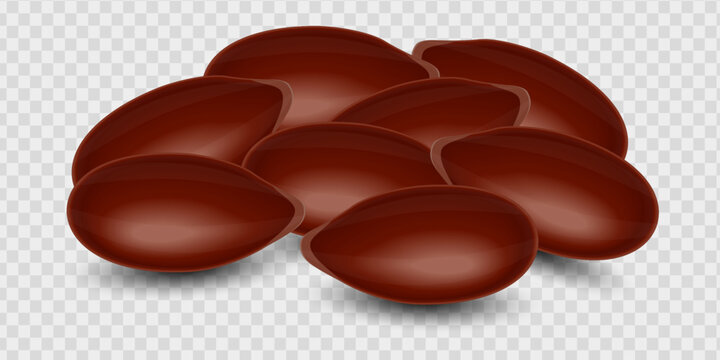 A handful of flax seeds, close-up, transparent background, for collage and web design