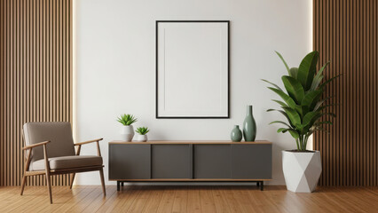 Fototapeta premium Minimalist living room with modern decor