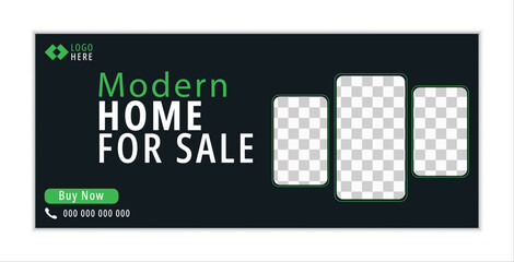 Real estate Facebook cover template, Facebook cover photo vector template, Professional business Facebook cover design, editable marketing social media Facebook cover