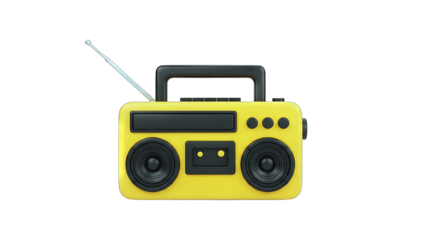 Yellow Boombox Isolated on White Background