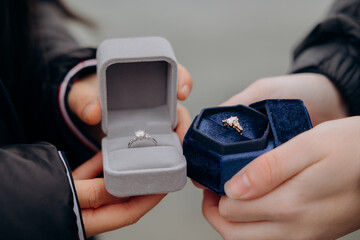 Romantic proposal for a same-sex couple filled with emotion, Wedding proposal for a same-sex couple focused on love and commitment