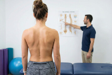 medical specialist employs diagnostic devices to evaluate patient posture accurately