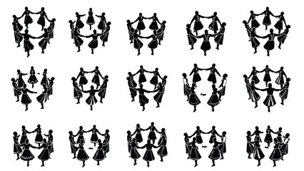 Folk Circle Dance Step Icon Vector Illustration | Traditional Group Dance Movement Symbol | Cultural Rhythm Graphic