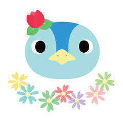 可愛いペンギンのマーク　春のチューリップ