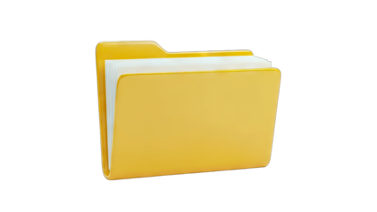 Yellow Folder with Papers on White Background