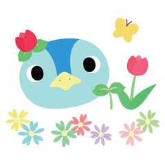 可愛いペンギンのマーク　春のチューリップ