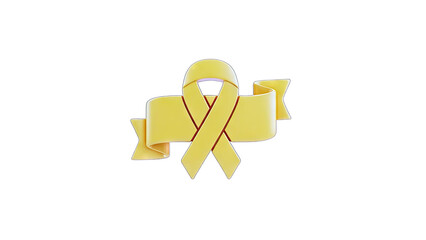 Yellow Ribbon Symbol of Support and Awareness on White Background