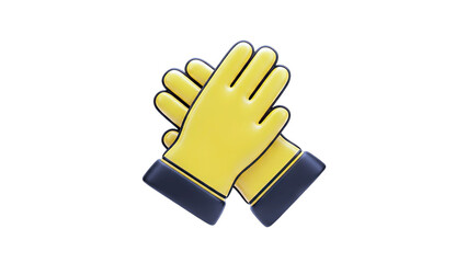 Yellow Rubber Gloves Crossed on White Background
