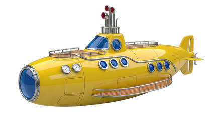 Yellow Submarine Isolated on White Background