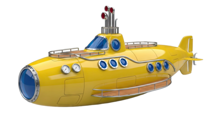 Yellow Submarine Isolated on White Background
