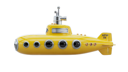 Yellow Submarine Isolated on White Background