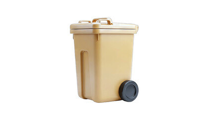 Yellow Trash Can Isolated on White Background
