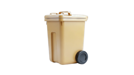 Yellow Trash Can Isolated on White Background