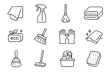 Obraz premium Icon countertop gloves icons cleaning vector storage microfiber mop bar hand minimalist