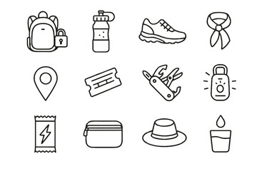 Icon pouch shoes led light metro day symbol marker travel solo vector