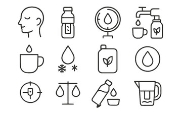 Measurement refill reusable mindfulness hydration icon indicator mindful filtered water vector